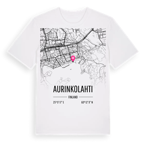 Aurinkolahti karta t-shirt – ekologisk bomull t-shirt från Pinshirt