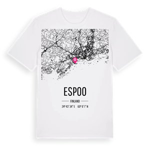 Espoo karta t-shirt – ekologisk bomull t-shirt från Pinshirt
