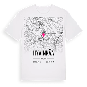 Hyvinkää karta t-shirt – ekologisk bomull t-shirt från Pinshirt