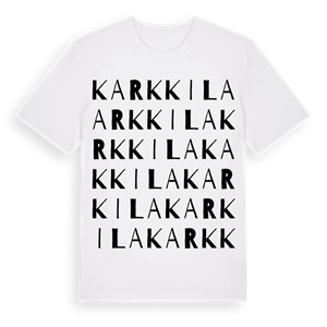 Karkkila ordlek t-shirt – ekologisk bomull t-shirt från Pinshirt