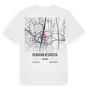 Keravan Keskusta karta t-shirt – ekologisk bomull t-shirt från Pinshirt