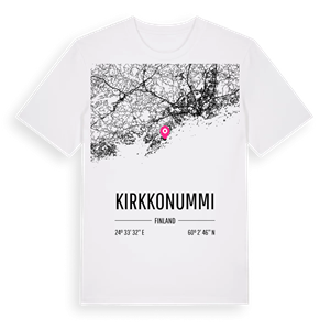 Kirkkonummi karta t-shirt – ekologisk bomull t-shirt från Pinshirt