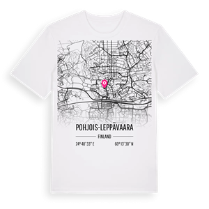 Pohjois-Leppävaara karta t-shirt – ekologisk bomull t-shirt från Pinshirt
