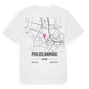 Pohjolanmäki karta t-shirt – ekologisk bomull t-shirt från Pinshirt