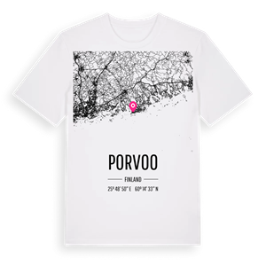 Porvoo karta t-shirt – ekologisk bomull t-shirt från Pinshirt