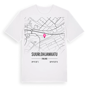 Suurlohjankatu karta t-shirt – ekologisk bomull t-shirt från Pinshirt