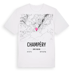 Champéry karta t-shirt – ekologisk bomull t-shirt från Pinshirt