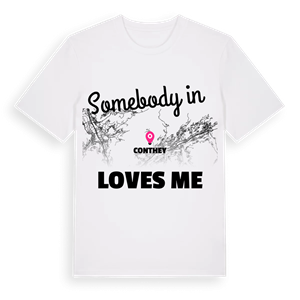 Någon i Conthey älskar mig t-shirt – ekologisk bomull t-shirt från Pinshirt