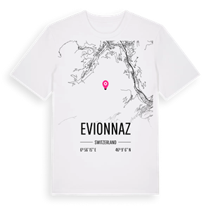 Evionnaz karta t-shirt – ekologisk bomull t-shirt från Pinshirt