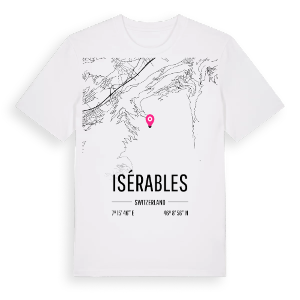 Isérables karta t-shirt – ekologisk bomull t-shirt från Pinshirt
