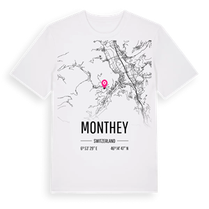 Monthey karta t-shirt – ekologisk bomull t-shirt från Pinshirt