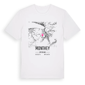 Monthey karta t-shirt – ekologisk bomull t-shirt från Pinshirt