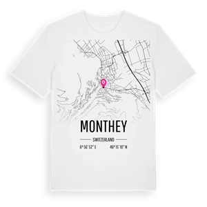 Monthey karta t-shirt – ekologisk bomull t-shirt från Pinshirt