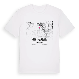 Port-Valais karta t-shirt – ekologisk bomull t-shirt från Pinshirt