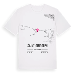 Saint-Gingolph karta t-shirt – ekologisk bomull t-shirt från Pinshirt