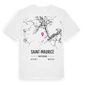 Saint-Maurice karta t-shirt – ekologisk bomull t-shirt från Pinshirt
