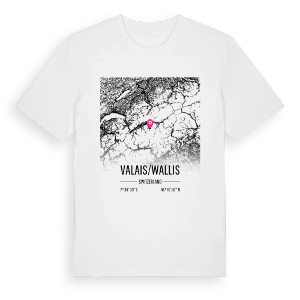 Valais/Wallis karta t-shirt – ekologisk bomull t-shirt från Pinshirt