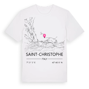 Saint-Christophe karta t-shirt – ekologisk bomull t-shirt från Pinshirt
