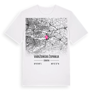 Varaždinska županija karta t-shirt – ekologisk bomull t-shirt från Pinshirt