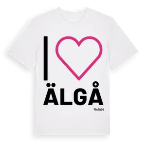 Jag älskar Älgå t-shirt stort tryck – ekologisk bomull t-shirt från Pinshirt