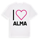 White t-shirt med Jag älskar Alma t-shirt stort tryck