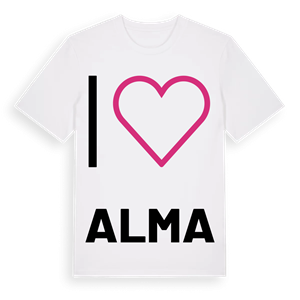 Jag älskar Alma t-shirt stort tryck – ekologisk bomull t-shirt från PinShirt