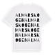 White t-shirt med Almarskogen ordlek t-shirt