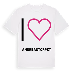 Jag älskar Andreastorpet t-shirt stort tryck – ekologisk bomull t-shirt från PinShirt