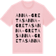 Pink Cotton t-shirt med Anna-Gretas ordlek t-shirt