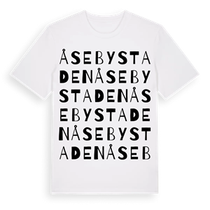 Åsebystaden ordlek t-shirt – ekologisk bomull t-shirt från Pinshirt