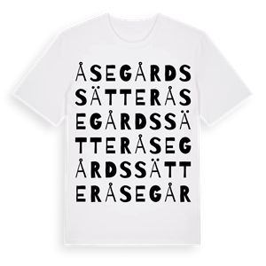 Åsegårdssätter ordlek t-shirt – ekologisk bomull t-shirt från Pinshirt