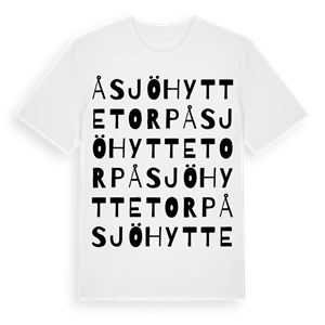 Åsjöhyttetorp ordlek t-shirt – ekologisk bomull t-shirt från Pinshirt