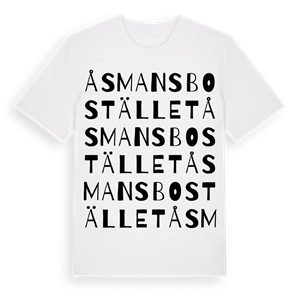 Åsmansbostället ordlek t-shirt – ekologisk bomull t-shirt från PinShirt