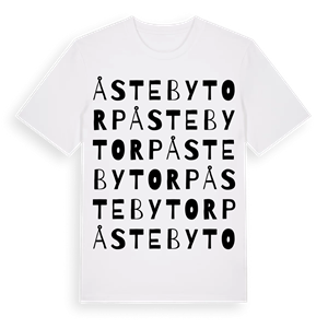 Åstebytorp ordlek t-shirt – ekologisk bomull t-shirt från PinShirt