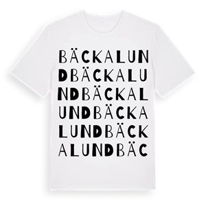 Bäckalund ordlek t-shirt – ekologisk bomull t-shirt från PinShirt