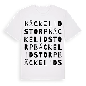 Bäckelidstorp ordlek t-shirt – ekologisk bomull t-shirt från PinShirt