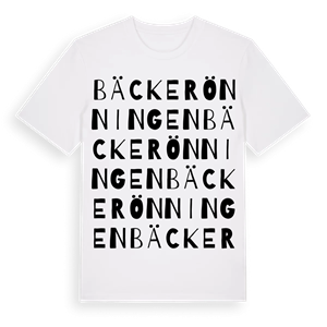 Bäckerönningen ordlek t-shirt – ekologisk bomull t-shirt från PinShirt