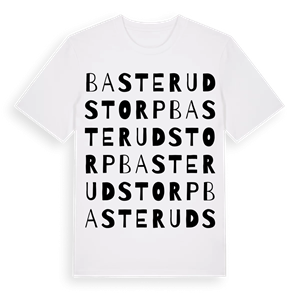 Basterudstorp ordlek t-shirt – ekologisk bomull t-shirt från Pinshirt