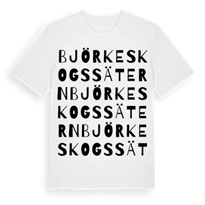 Björkeskogssätern ordlek t-shirt – ekologisk bomull t-shirt från Pinshirt