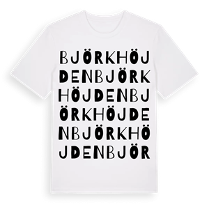 Björkhöjden ordlek t-shirt – ekologisk bomull t-shirt från PinShirt