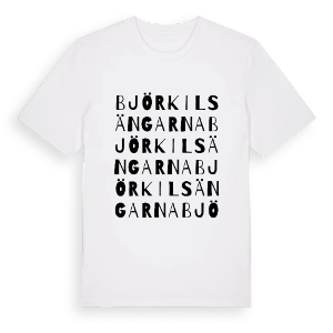 Björkilsängarna ordlek t-shirt – ekologisk bomull t-shirt från PinShirt