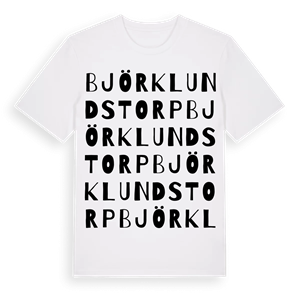 Björklundstorp ordlek t-shirt – ekologisk bomull t-shirt från PinShirt
