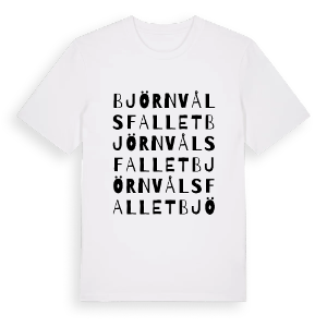 Björnvålsfallet ordlek t-shirt – ekologisk bomull t-shirt från PinShirt