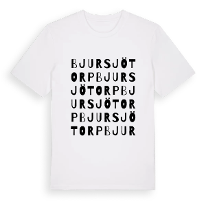 Bjursjötorp ordlek t-shirt – ekologisk bomull t-shirt från PinShirt