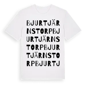 Bjurtjärnstorp ordlek t-shirt – ekologisk bomull t-shirt från Pinshirt