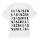 White t-shirt med Blåsåsen ordlek t-shirt