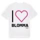 White t-shirt med Jag älskar Blomma t-shirt stort tryck