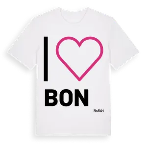 Jag älskar Bon t-shirt stort tryck – ekologisk bomull t-shirt från Pinshirt