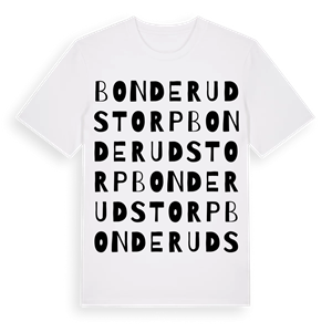 Bonderudstorp ordlek t-shirt – ekologisk bomull t-shirt från Pinshirt