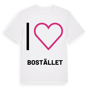 Jag älskar Bostället t-shirt stort tryck – ekologisk bomull t-shirt från PinShirt